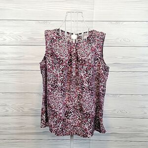 Christopher & Banks sleeveless pintuck blouse - pink & tan Women's Size XL